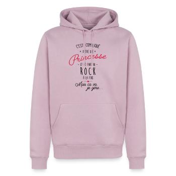 princesse et Rock - Sweat à capuche Premium bio Homme - rose poudré - Devant - Nico (187cm)