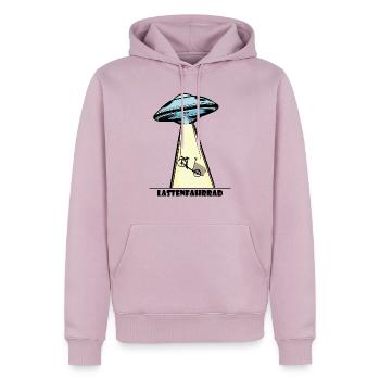 Ufo, Lastenfahrrad, Lastenrad, Cargobike, Aliens - Männer Premium Bio Hoodie - Altrosa - Vorne - Nico (187cm)