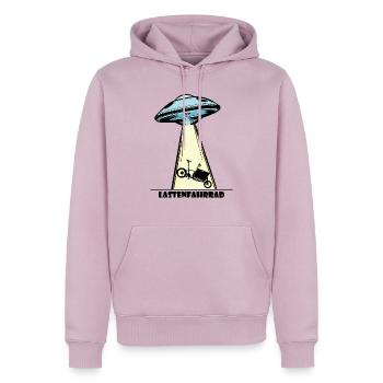 Ufo, Lastenfahrrad, Lastenrad, Cargobike, Aliens - Männer Premium Bio Hoodie - Altrosa - Vorne - Nico (187cm)