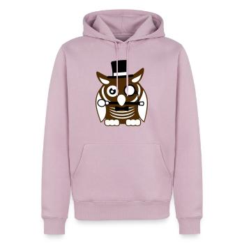 Sir hibou chapeau haut de forme monocle verres riches M. - Sweat à capuche Premium bio Homme - rose poudré - Devant - Nico (187cm)