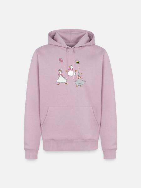 lustige Gänse mit Schmetterling und Biene - Männer Premium Bio Hoodie - Altrosa