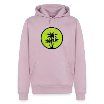 Palmiers - Sweat à capuche Premium bio Homme - rose poudré - Devant - Nico (187cm)