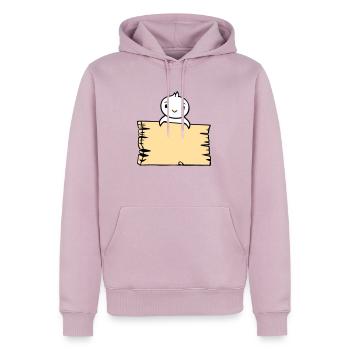 oiseau assis sur panneau en bois texte panneau cadre mignon - Sweat à capuche Premium bio Homme - rose poudré - Devant - Nico (187cm)