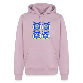 Nombreux hiboux motif décoratif équipe hibou grand-duc 4 amis - Sweat à capuche Premium bio Homme - rose poudré - Devant - Nico (187cm)