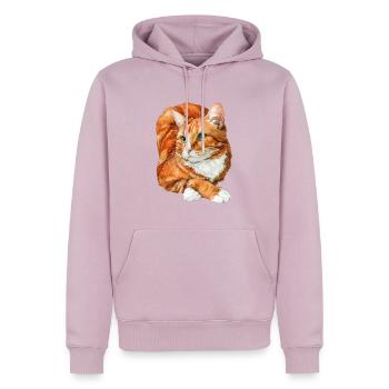 Orangefarbene Katze ruht sich aus - Männer Premium Bio Hoodie - Altrosa - Vorne - Nico (187cm)