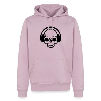 totenkopf mit kopfhörer - Männer Premium Bio Hoodie - Altrosa - Vorne - Nico (187cm)