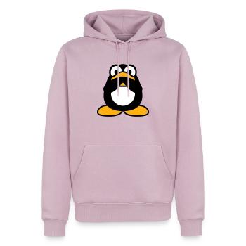 Penguin Nothing Talking Silent Hands Covering Mouth - Men’s Premium Organic Hoodie - dusky pink - Front - Nico (187cm)