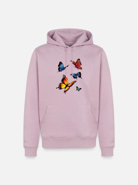 Schmetterlinge - Männer Premium Bio Hoodie - Altrosa