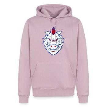 Sanglier blanc - Sweat à capuche Premium bio Homme - rose poudré - Devant - Nico (187cm)