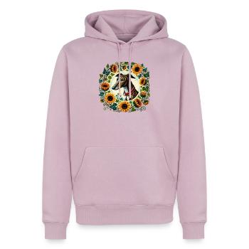 Windhund im Sonnenblumenring - Männer Premium Bio Hoodie - Altrosa - Vorne - Nico (187cm)