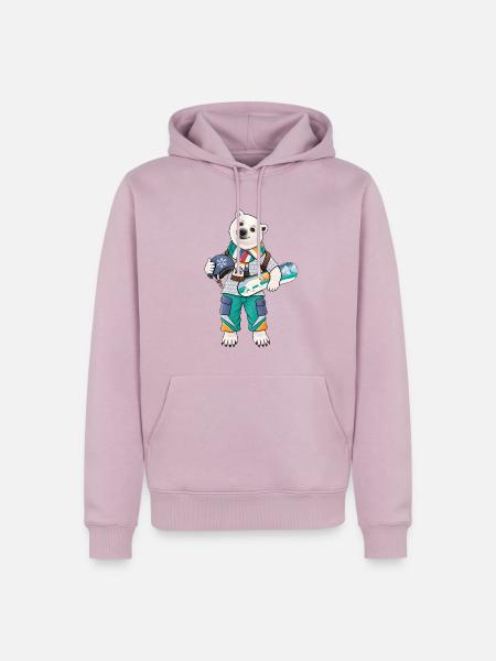 Eisbär Snowboard Fun - Männer Premium Bio Hoodie - Altrosa