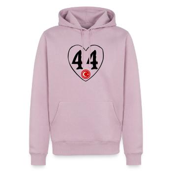 Malatya 44 Herz - Männer Premium Bio Hoodie - Altrosa - Vorne - Nico (187cm)