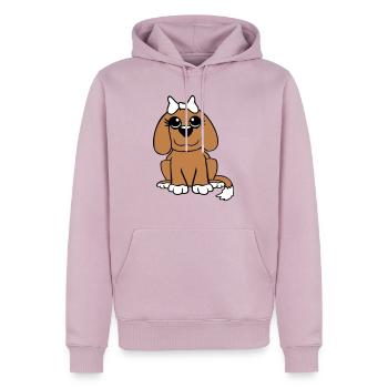 chien assis petit jolie dame arc femelle - Sweat à capuche Premium bio Homme - rose poudré - Devant - Nico (187cm)