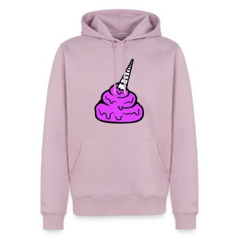 Cheval Licorne Corne Caca Merde Drôle Caca Pile - Sweat à capuche Premium bio Homme - rose poudré - Devant - Nico (187cm)