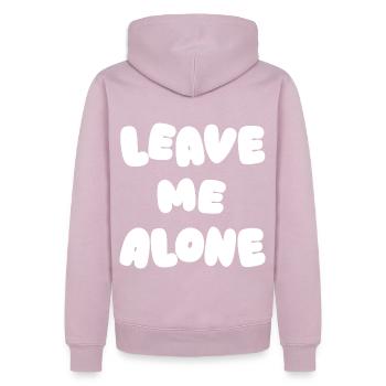 Leave Me Alone - Men’s Premium Organic Hoodie - dusky pink - Back - Nico (187cm)