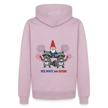 Raccoon 4th of July Fireworks Party - Men’s Premium Organic Hoodie - dusky pink - Back - Nico (187cm)
