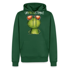 Maquette de Sweat à capuche Premium bio Homme - Grenouille Cool et Inoubliable à imprimer et personnaliser