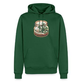 Hühner im Glasgarten / Einmachglas - Männer Premium Bio Hoodie - Flaschengrün - Vorne - Nico (187cm)