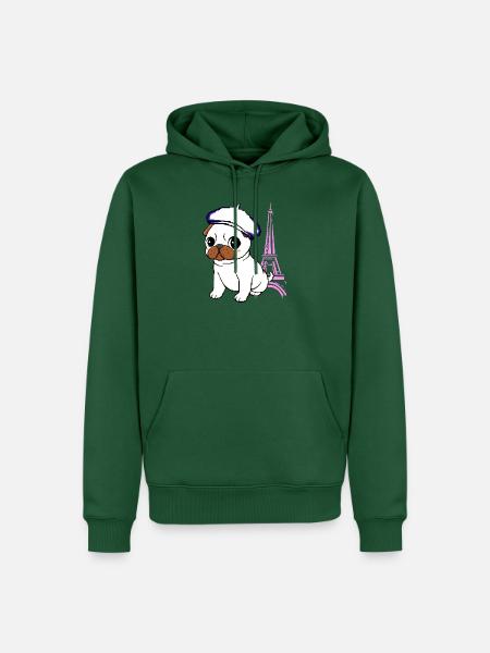 Paris Mops - Männer Premium Bio Hoodie - Flaschengrün