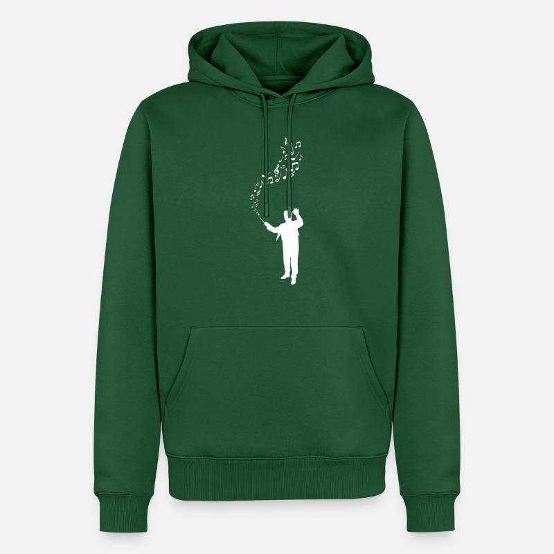 Dirigent - Maestro - Noten - weiß - Männer Premium Bio Hoodie - Flaschengrün