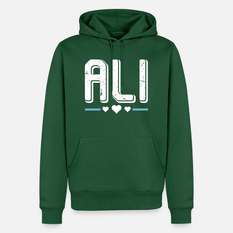 Ali - Sweat à capuche Premium bio Homme - vert bouteille