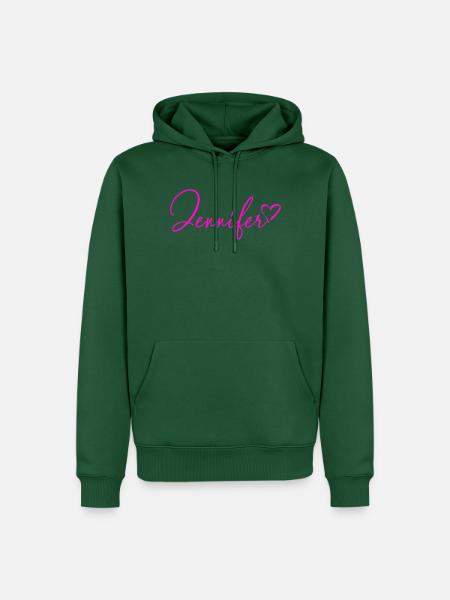 Jennifer Signatur Neon Pink - Männer Premium Bio Hoodie - Flaschengrün