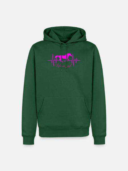Pferd Herzschlag Mädchen - Männer Premium Bio Hoodie - Flaschengrün