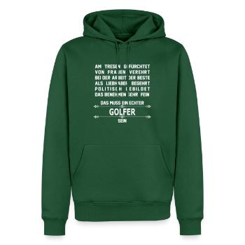 golfer - Männer Premium Bio Hoodie - Flaschengrün - Vorne - Nico (187cm)