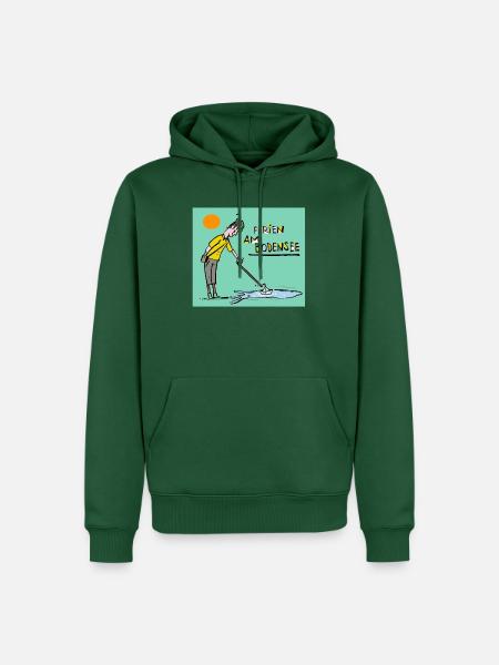 Ferien am Bodensee Cartoon - Männer Premium Bio Hoodie - Flaschengrün