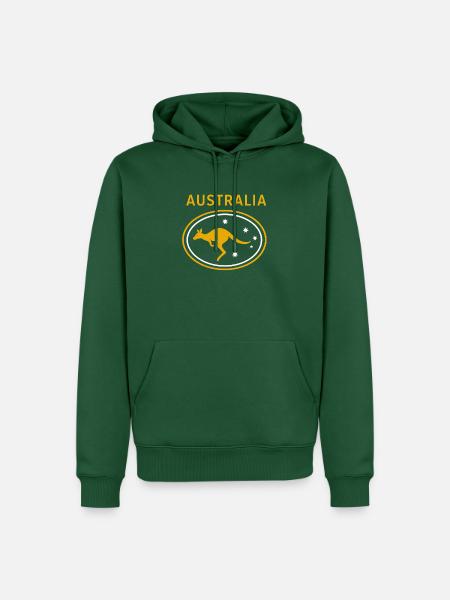 Australia - Australien - Down Under - Känguru - Männer Premium Bio Hoodie - Flaschengrün