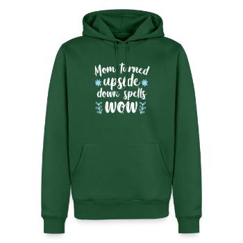 Maman à l’envers sort wow - Sweat à capuche Premium bio Homme - vert bouteille - Devant - Nico (187cm)