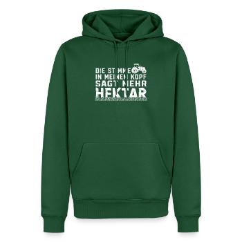 Landwirt Stimme In Meinem Kopf Hektar Bauer Acker - Männer Premium Bio Hoodie - Flaschengrün - Vorne - Nico (187cm)