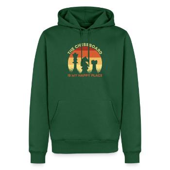 Chess Happy Place - Men’s Premium Organic Hoodie - bottle green - Front - Nico (187cm)