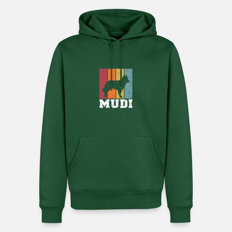 Mudi - Sweat à capuche Premium bio Homme - vert bouteille