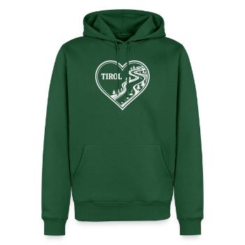 Tirol Herz Alpenweg - Männer Premium Bio Hoodie - Flaschengrün - Vorne - Nico (187cm)