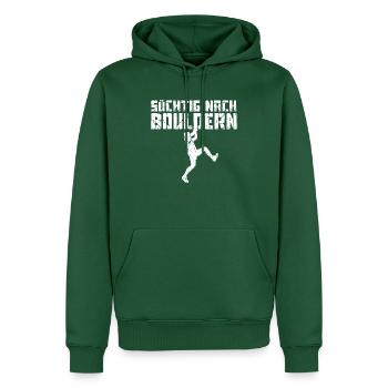 Bouldern - Männer Premium Bio Hoodie - Flaschengrün - Vorne - Nico (187cm)