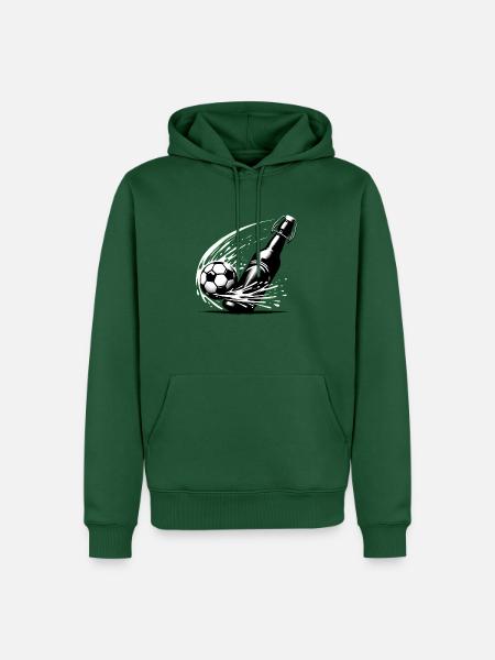 Flasche spielt Fußball | Kickende Bierflasche - Männer Premium Bio Hoodie - Flaschengrün