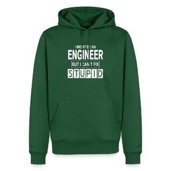 Engineer Can´t Fix Stupid - Männer Premium Bio Hoodie - Flaschengrün - Vorne - Nico (187cm)