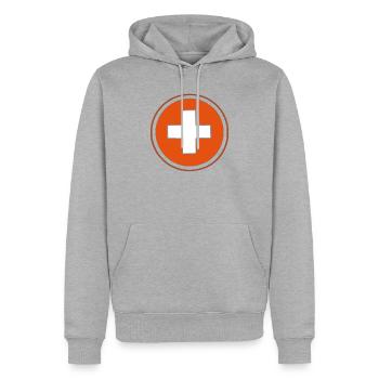 swisscross Schweizerkreuz weiss rot - Männer Premium Bio Hoodie - Grau meliert - Vorne - Thijin (182cm)