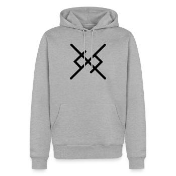 Ewige Liebe in Wikingerrunen - Männer Premium Bio Hoodie - Grau meliert - Vorne - Thijin (182cm)
