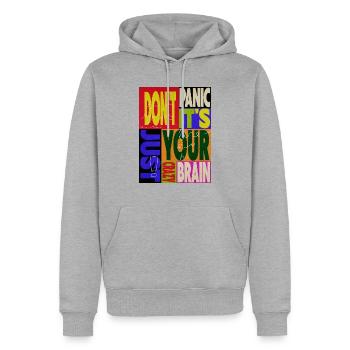 Don't panic - Männer Premium Bio Hoodie - Grau meliert - Vorne - Thijin (182cm)