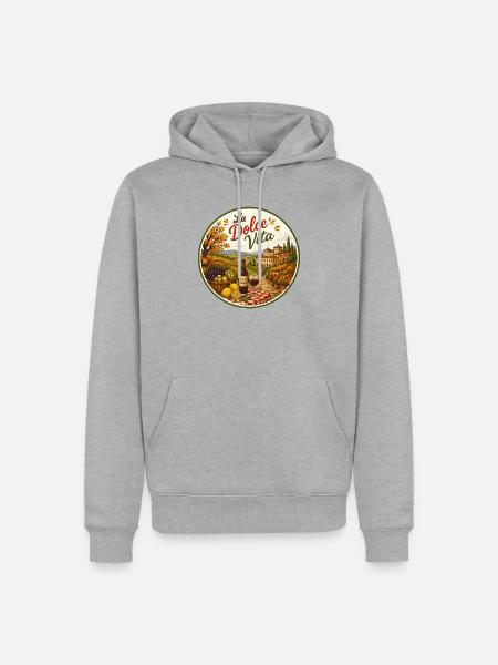 La Dolce Vita Weinanbau Szene - Männer Premium Bio Hoodie - Grau meliert