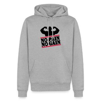 pain_bodybuilding_f2 - Sweat à capuche Premium bio Homme - gris chiné - Devant - Thijin (182cm)