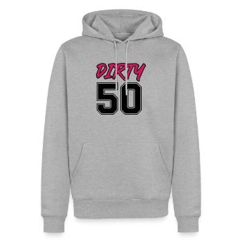dirty 50 - Männer Premium Bio Hoodie - Grau meliert - Vorne - Thijin (182cm)