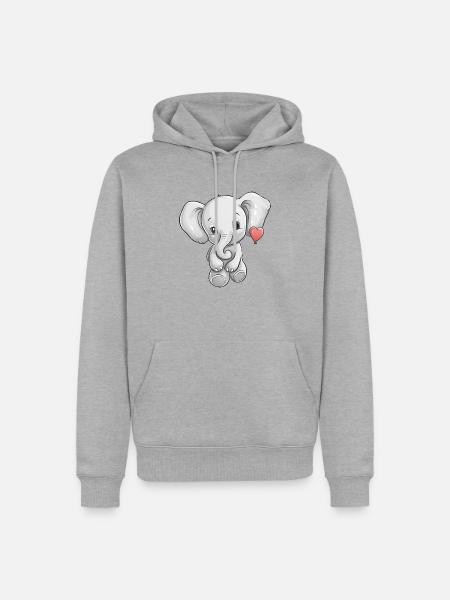 Elefant mit Herz - Männer Premium Bio Hoodie - Grau meliert