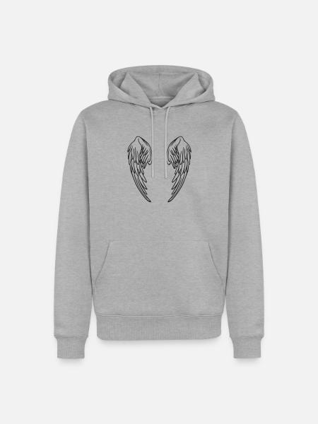 wings - Männer Premium Bio Hoodie - Grau meliert