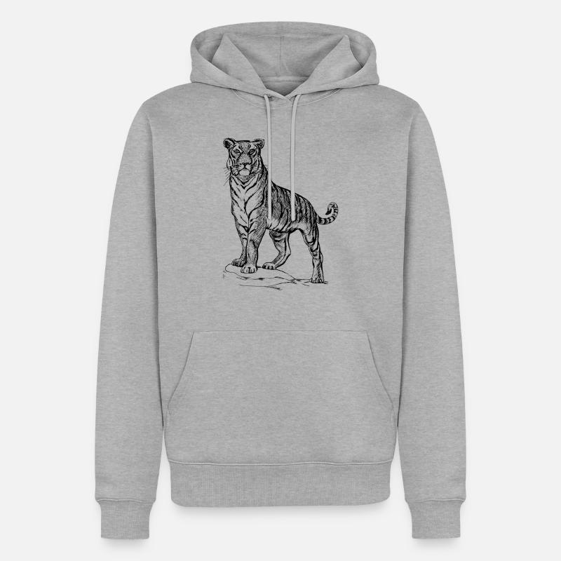 Tiger noir et withe - Sweat à capuche Premium bio Homme - gris chiné