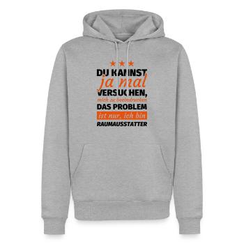 Raumausstatter - Männer Premium Bio Hoodie - Grau meliert - Vorne - Thijin (182cm)