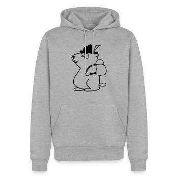 marmotte - Sweat à capuche Premium bio Homme - gris chiné - Devant - Thijin (182cm)