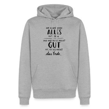 Alles wird gut - Männer Premium Bio Hoodie - Grau meliert - Vorne - Thijin (182cm)